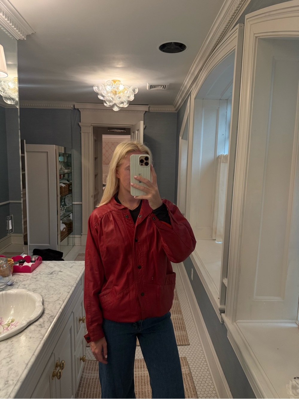 Classic Women's Red Leather Jacket - Timeless Bomber Style— from South Africa